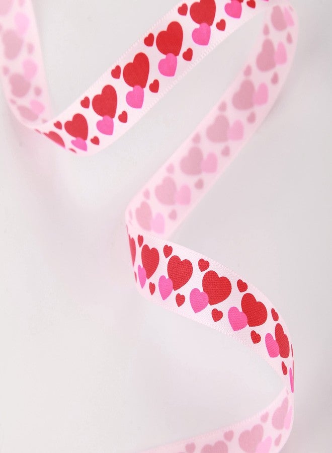 Meseey 10 Yards 5/8 Inch Valentine's Day Ribbons Pink and Red Heart Satin Ribbon for Wrapping Party DIY Craft Decoration - Image 3